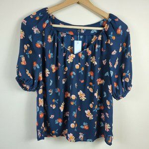 ANN TAYLOR Petite Floral Shirred V-Neck Top Women's Petite Size XXS NWT